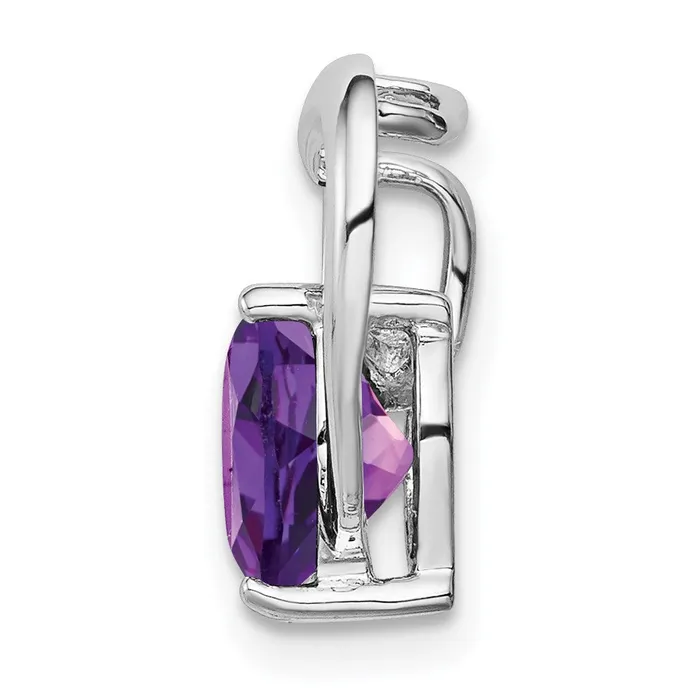 Goldia Necklaces Sterling Silver Rhodium Plated Diamond and Amethyst Heart Chain Slide