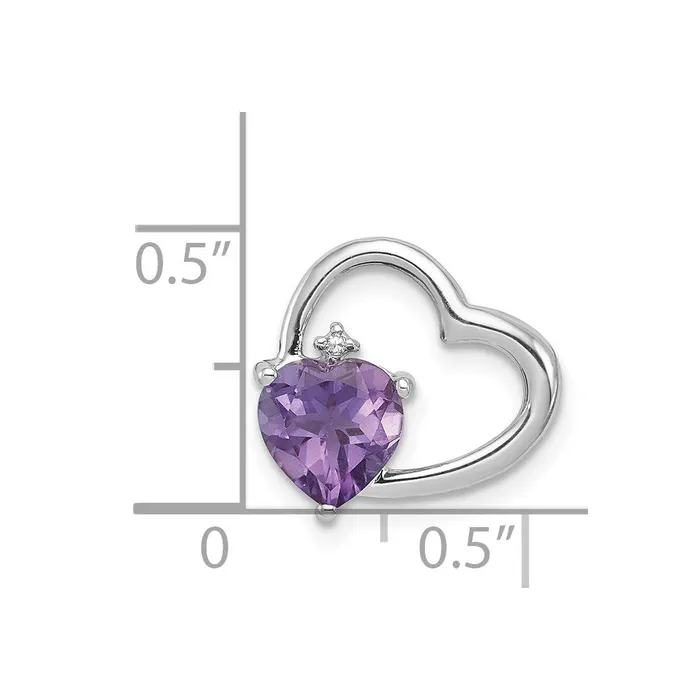 Goldia Necklaces Sterling Silver Rhodium Plated Diamond and Amethyst Heart Chain Slide