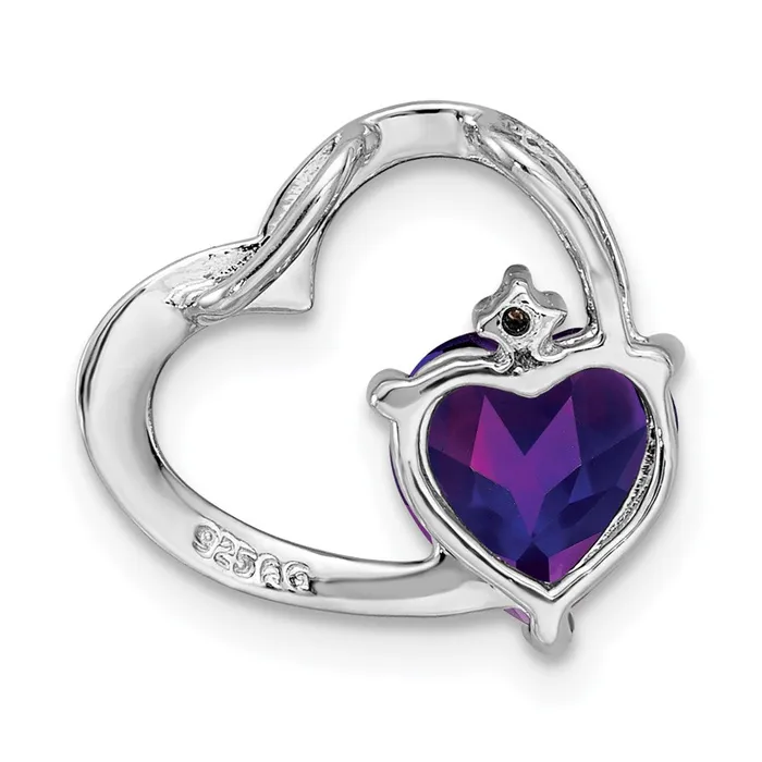 Goldia Necklaces Sterling Silver Rhodium Plated Diamond and Amethyst Heart Chain Slide