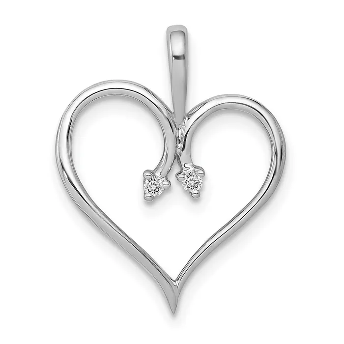 Goldia Solid 14k White Gold AA 02ct Simulated CZ Heart Pendant Necklaces Goldia Solid 14k White Gold AA 02ct Simulated CZ Heart Pendant Necklaces