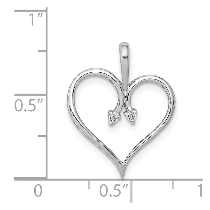 Goldia Solid 14k White Gold AA 02ct Simulated CZ Heart Pendant Necklaces