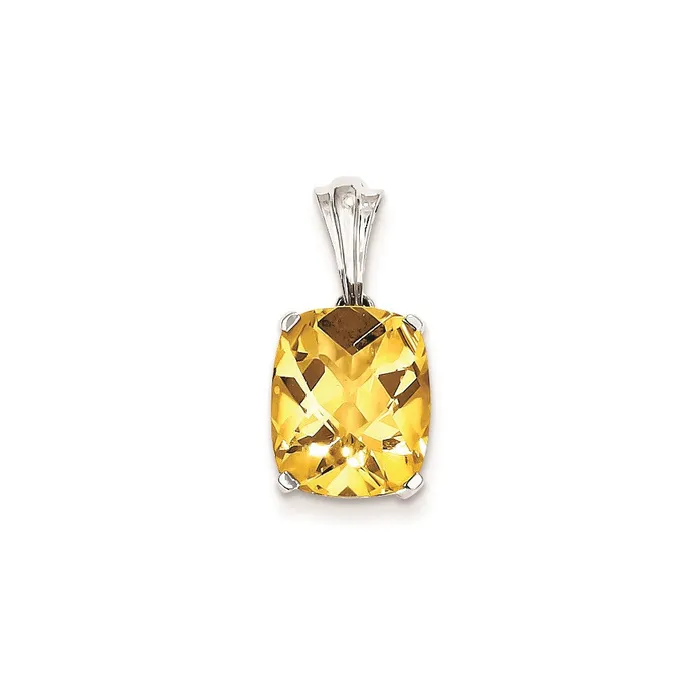 Goldia Sterling Silver with Citrine Oval Pendant Necklaces