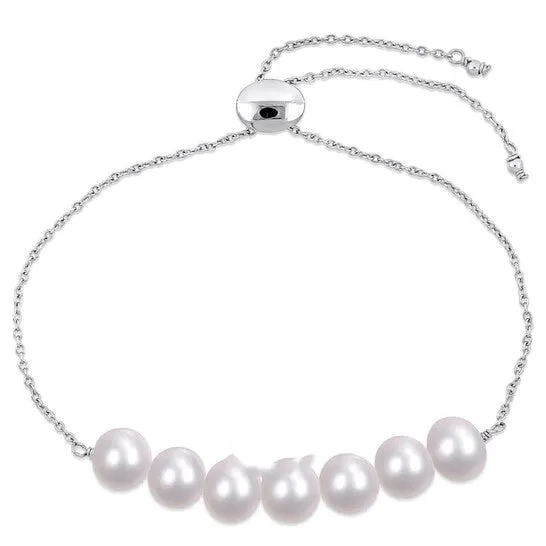JMS always Bracelets Original AMOUR 758mm Freshwater Cultured Pearl Adjustable Bolo Bracelet In Sterling Silver JMS always Bracelets Original AMOUR 758mm Freshwater Cultured Pearl Adjustable Bolo Bracelet In Sterling Silver