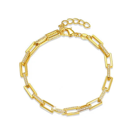 JMS always Bracelets Original Megan Walford 14k Gold Plated with Diamond Cubic Zirconia Rectangular Cable Link Adjustable Bracelet JMS always Bracelets Original Megan Walford 14k Gold Plated with Diamond Cubic Zirconia Rectangular Cable Link Adjustable Bracelet