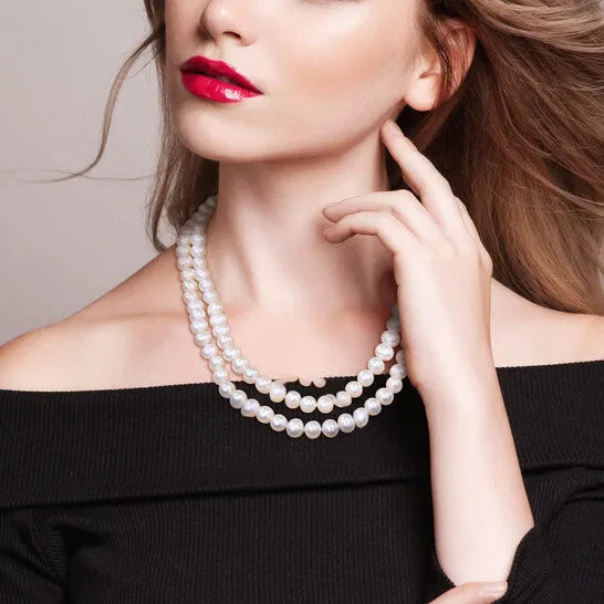 JMS always Necklaces Original AMOUR 9 10 Mm Freshwater Cultured Pearl 2Strand Necklace with Sterling Silver Clasp JMS always Necklaces Original AMOUR 9 10 Mm Freshwater Cultured Pearl 2Strand Necklace with Sterling Silver Clasp