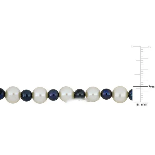 JMS always Necklaces Original AMOUR Mens 575mm Cultured Freshwater Black and White Pearl Necklace Sterling Silver Clasp 20 In JMS always Necklaces Original AMOUR Mens 575mm Cultured Freshwater Black and White Pearl Necklace Sterling Silver Clasp 20 In