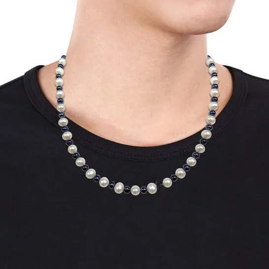 JMS always Necklaces Original AMOUR Mens 575mm Cultured Freshwater Black and White Pearl Necklace Sterling Silver Clasp 20 In JMS always Necklaces Original AMOUR Mens 575mm Cultured Freshwater Black and White Pearl Necklace Sterling Silver Clasp 20 In