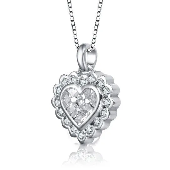 JMS always Necklaces Original Megan Walford Sterling Silver Princess and Round Cubic Zirconia Heart Drop Necklace JMS always Necklaces Original Megan Walford Sterling Silver Princess and Round Cubic Zirconia Heart Drop Necklace