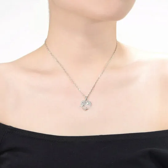JMS always Necklaces Original Megan Walford Sterling Silver Princess and Round Cubic Zirconia Heart Drop Necklace JMS always Necklaces Original Megan Walford Sterling Silver Princess and Round Cubic Zirconia Heart Drop Necklace