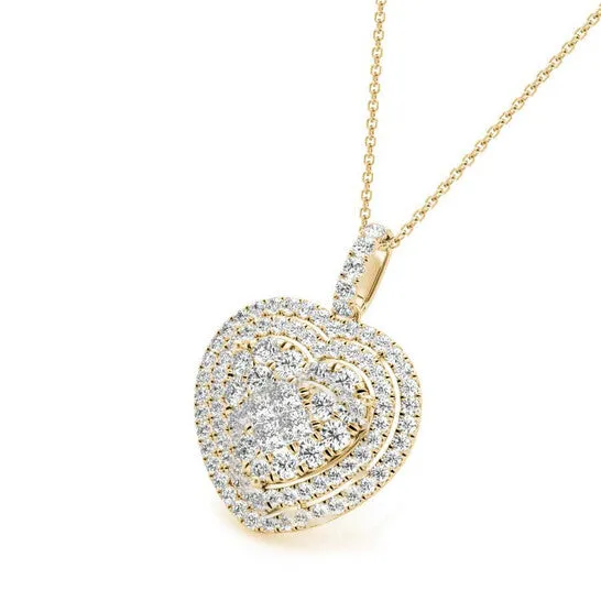 JMS always Necklaces Original Tresorra 18K Yellow Gold Yellow Gold Heart Double Halo Diamond Pendant Necklace JMS always Necklaces Original Tresorra 18K Yellow Gold Yellow Gold Heart Double Halo Diamond Pendant Necklace