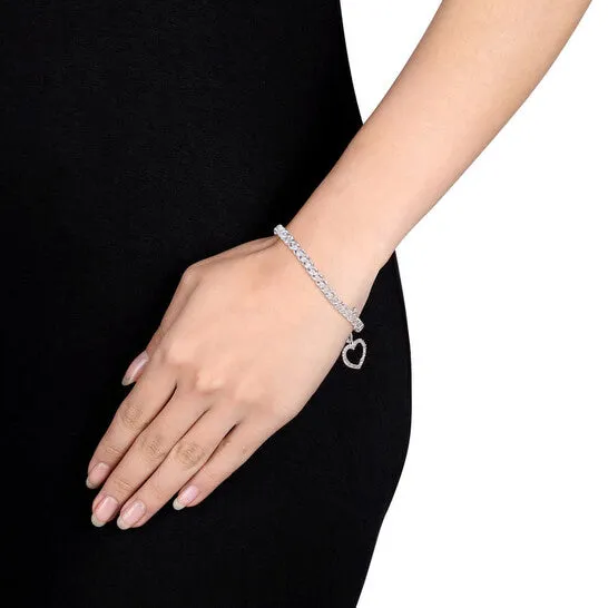 JMS always Original AMOUR 1 CT TW Diamond Tennis Bracelet with Heart Charm In Sterling Silver Bracelets JMS always Original AMOUR 1 CT TW Diamond Tennis Bracelet with Heart Charm In Sterling Silver Bracelets