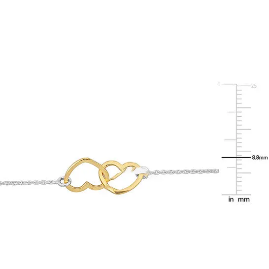 JMS always Original Amour Double Heart Charm Chain Bracelet in TwoTone White and Yellow Plated Sterling Silver Bracelets JMS always Original Amour Double Heart Charm Chain Bracelet in TwoTone White and Yellow Plated Sterling Silver Bracelets
