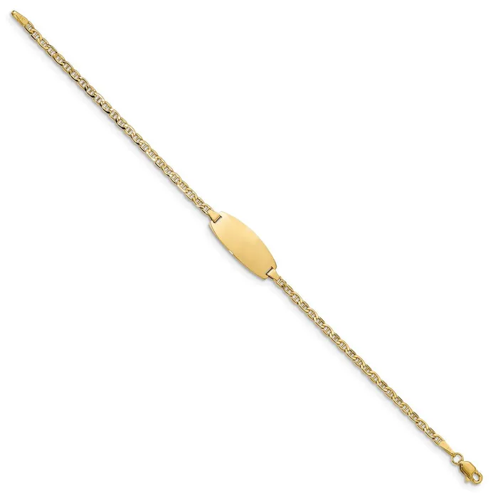 MDS Bracelets 14k SemiSolid Oval Anchor ID Bracelet