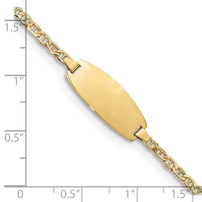 MDS Bracelets 14k SemiSolid Oval Anchor ID Bracelet