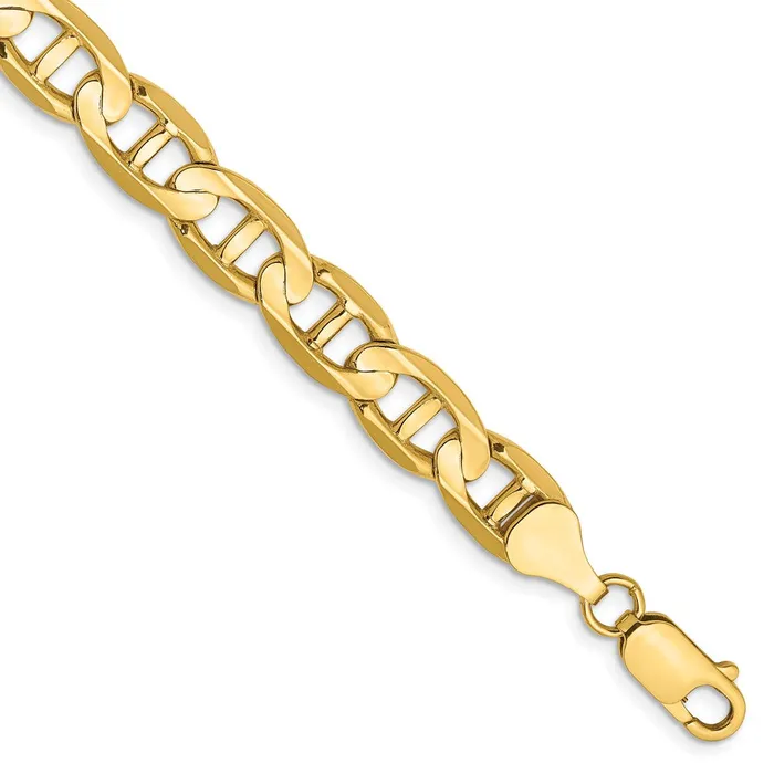 MDS Bracelets Solid 14K Yellow Gold 8mm Concave Anchor Chain Bracelet MDS Bracelets Solid 14K Yellow Gold 8mm Concave Anchor Chain Bracelet