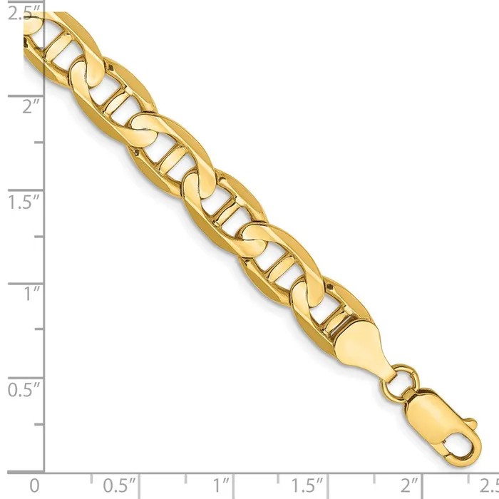 MDS Bracelets Solid 14K Yellow Gold 8mm Concave Anchor Chain Bracelet MDS Bracelets Solid 14K Yellow Gold 8mm Concave Anchor Chain Bracelet