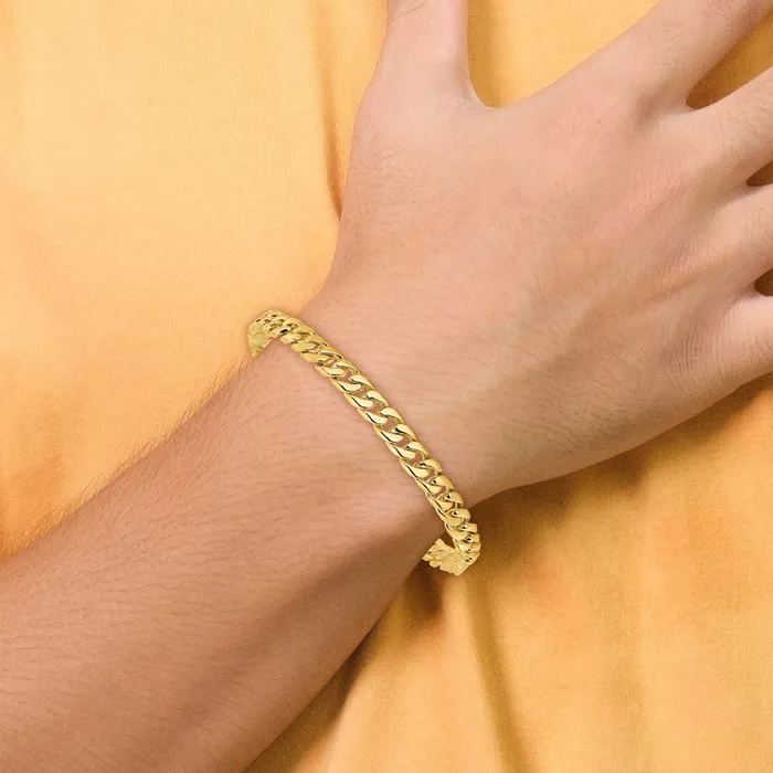 MDS Necklaces Solid 14K Yellow Gold 22 inch 68mm Hand Polished Flat Beveled Curb Link with Box Catch Clasp Chain Necklace MDS Necklaces Solid 14K Yellow Gold 22 inch 68mm Hand Polished Flat Beveled Curb Link with Box Catch Clasp Chain Necklace