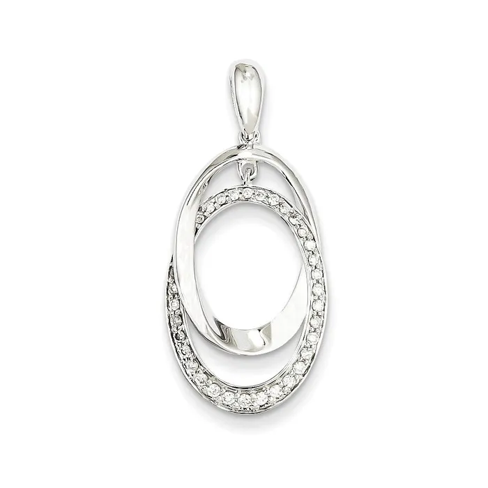 Necklaces 14K White Gold Diamond Oval Pendant Goldiacom