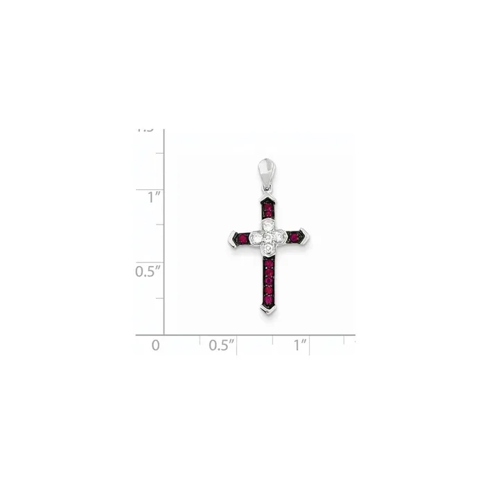 Necklaces 14k White Gold Diamond Ruby Cross Pendant Goldia