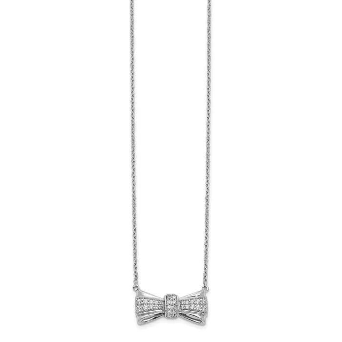 Necklaces 14k White Gold Real Diamond Bow Necklace Goldia