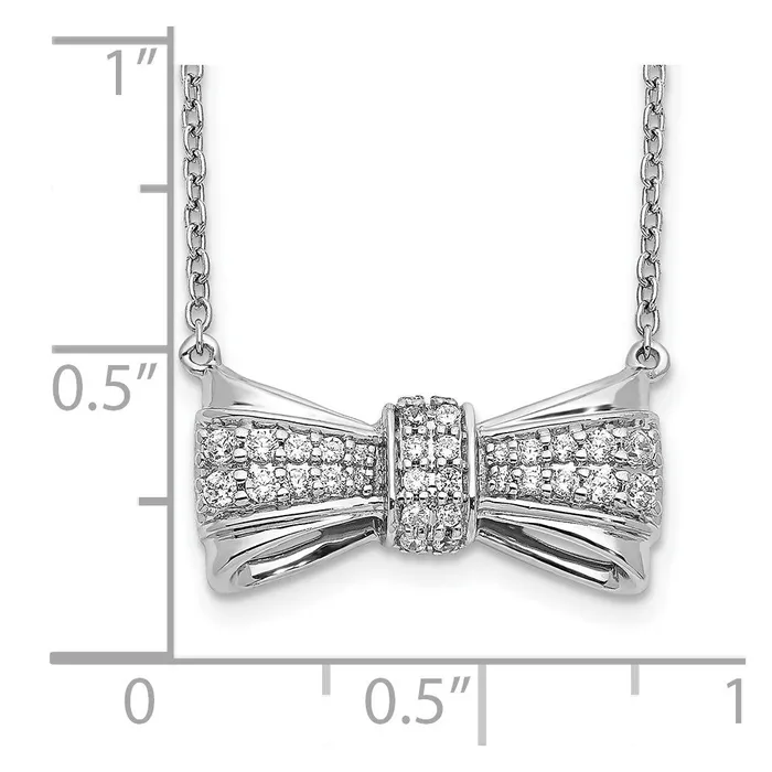 Necklaces 14k White Gold Real Diamond Bow Necklace Goldia
