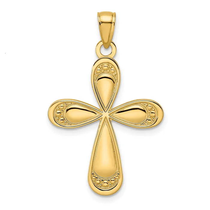 Necklaces 14k Yellow Gold Polished Fancy Teardrop Cross Pendant Goldia