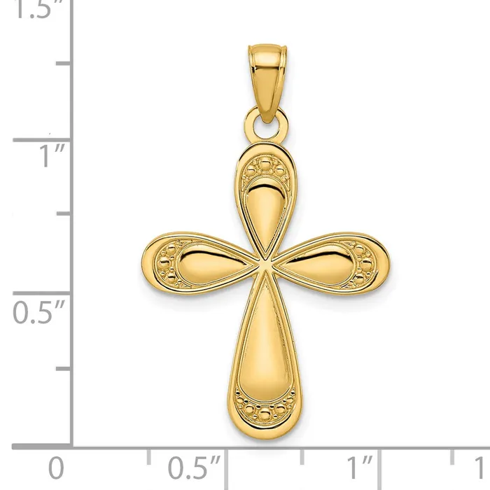 Necklaces 14k Yellow Gold Polished Fancy Teardrop Cross Pendant Goldia
