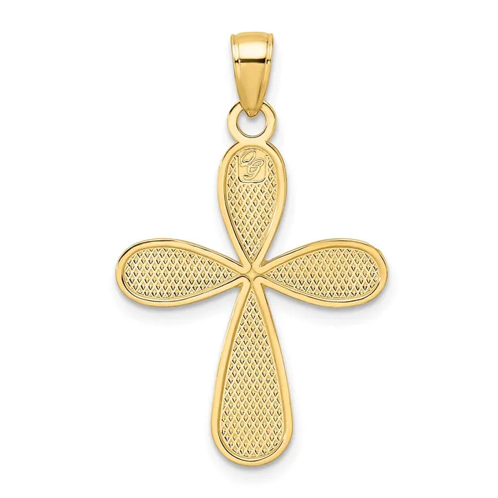 Necklaces 14k Yellow Gold Polished Fancy Teardrop Cross Pendant Goldia