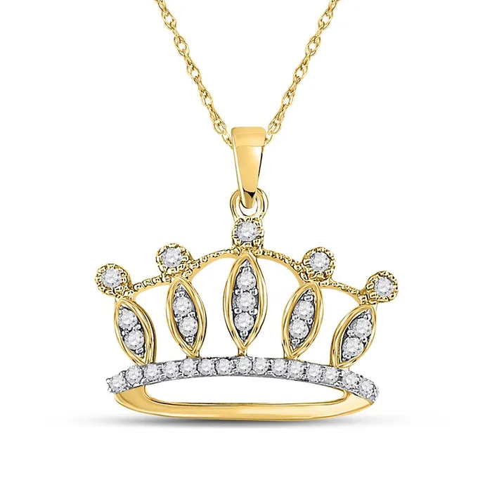 Necklaces gndatlanta 10k Yellow Gold Round Diamond Crown Tiara Fashion Pendant 16 Cttw Necklaces gndatlanta 10k Yellow Gold Round Diamond Crown Tiara Fashion Pendant 16 Cttw