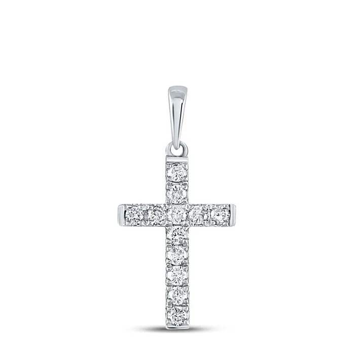 Necklaces gndatlanta 14k White Gold Round Diamond Religious Cross Pendant 18 Cttw Necklaces gndatlanta 14k White Gold Round Diamond Religious Cross Pendant 18 Cttw