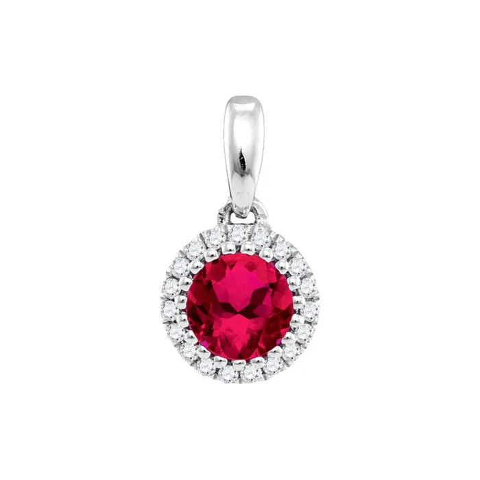 Necklaces gndatlanta 14k White Gold Round Ruby Solitaire Diamond Circle Frame Pendant 12 Cttw Necklaces gndatlanta 14k White Gold Round Ruby Solitaire Diamond Circle Frame Pendant 12 Cttw