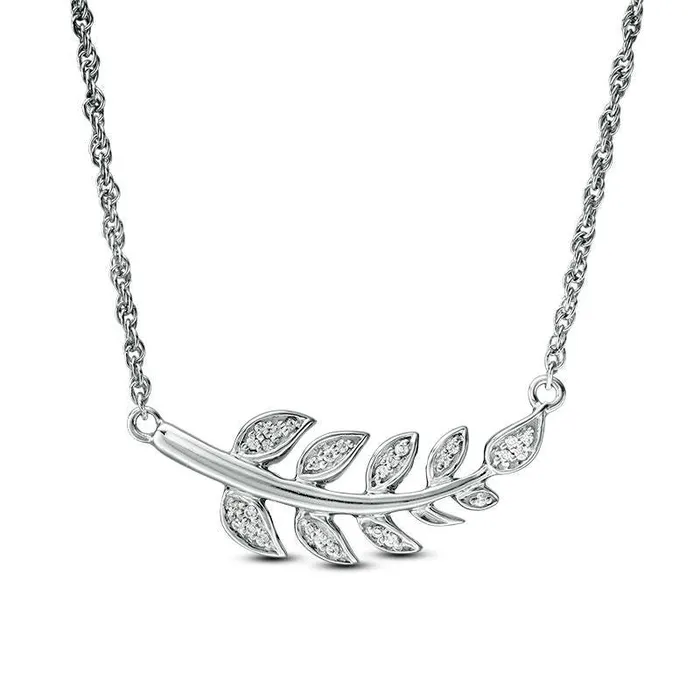 Necklaces Goldia 007 CT TW Natural Diamond Vine Necklace in Sterling Silver