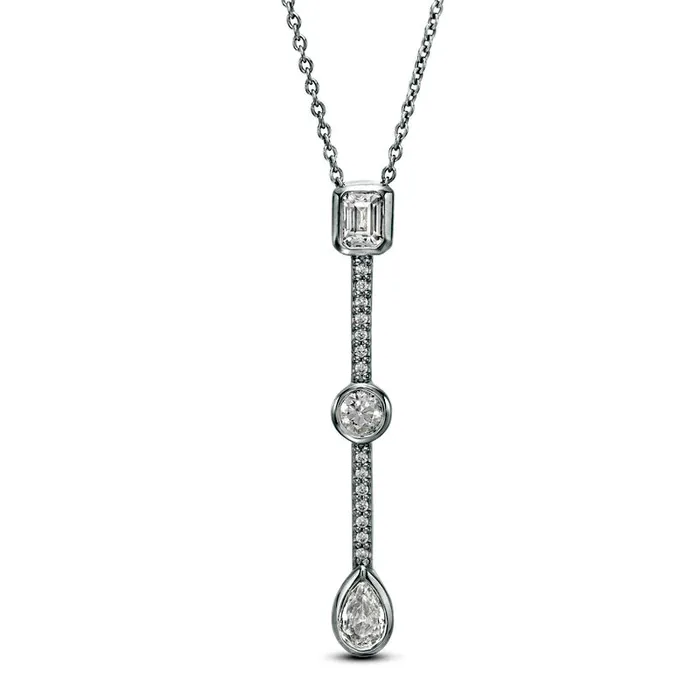 Necklaces Goldia 05 CT TW Certified MultiStone Natural Diamond Y Necklace in 14K White Gold II1