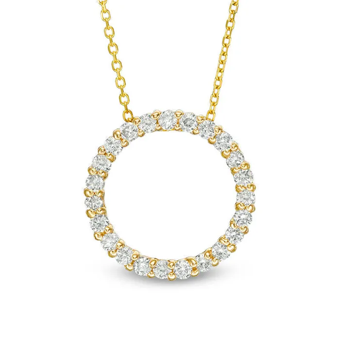 Necklaces Goldia 05 CT TW Certified Natural Diamond Circle Pendant in 14K Gold HI1 Necklaces Goldia 05 CT TW Certified Natural Diamond Circle Pendant in 14K Gold HI1