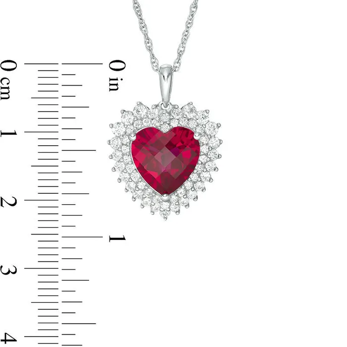 Necklaces Goldia 100mm LabCreated Ruby and White Sapphire Sunburst Heart Frame Pendant in Sterling Silver Necklaces Goldia 100mm LabCreated Ruby and White Sapphire Sunburst Heart Frame Pendant in Sterling Silver