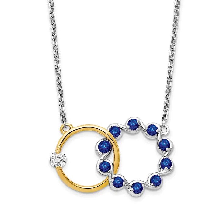 Necklaces Goldia 14k TwoTone Gold Sapphire and Real Diamond 18in Circles Necklace Necklaces Goldia 14k TwoTone Gold Sapphire and Real Diamond 18in Circles Necklace