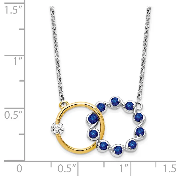 Necklaces Goldia 14k TwoTone Gold Sapphire and Real Diamond 18in Circles Necklace