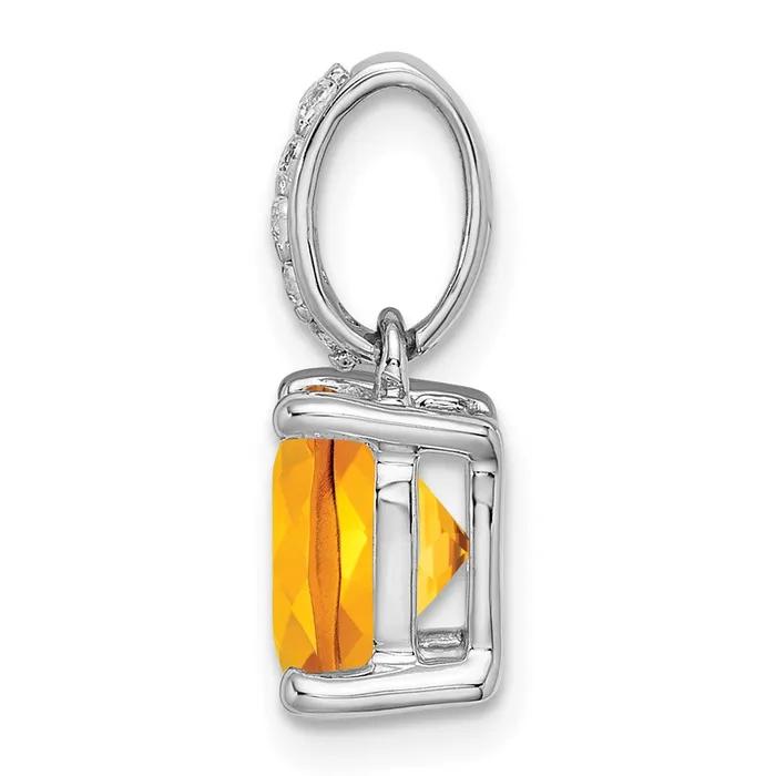 Necklaces Goldia 14k White Gold Cushion Citrine and Real Diamond Pendant