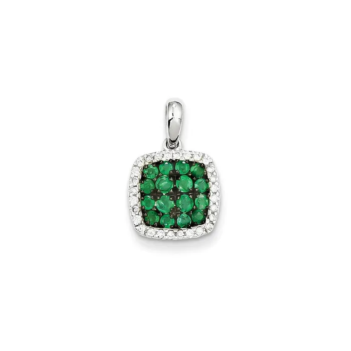 Necklaces Goldia 14k White Gold Real Diamond u0026 Emerald Pendant