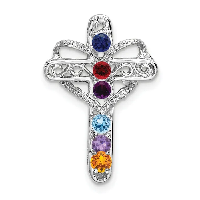 Necklaces Goldia 14k White Gold Synthetic Mothers Cross Pendant