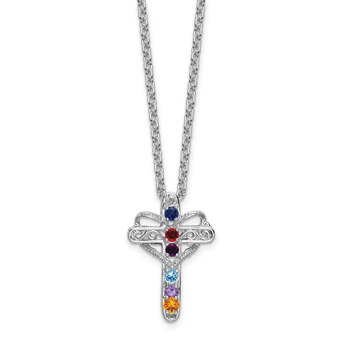 Necklaces Goldia 14k White Gold Synthetic Mothers Cross Pendant