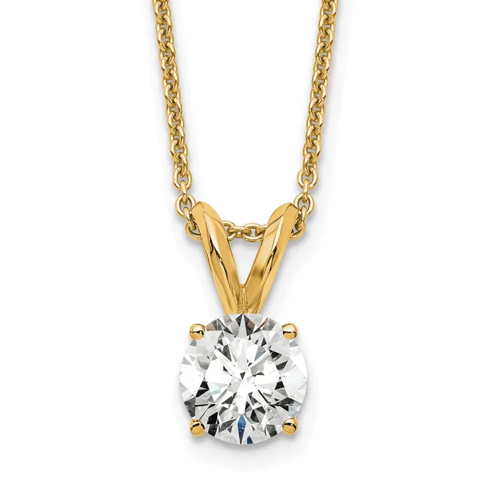 Necklaces Goldia 14k Yellow Gold 12 Ct Lab Grown Diamond VSSI G Round Four Prong 18 inch Solitaire Pendant Necklace Necklaces Goldia 14k Yellow Gold 12 Ct Lab Grown Diamond VSSI G Round Four Prong 18 inch Solitaire Pendant Necklace