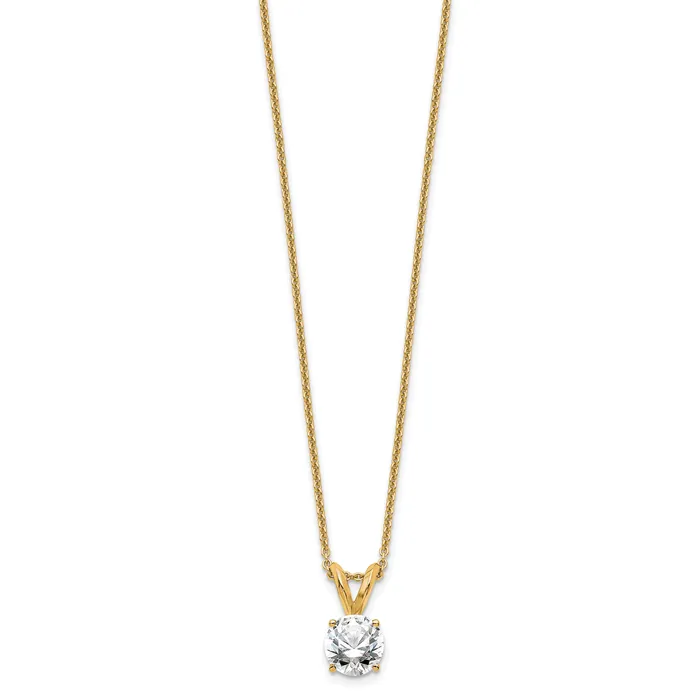 Necklaces Goldia 14k Yellow Gold 12 Ct Lab Grown Diamond VSSI G Round Four Prong 18 inch Solitaire Pendant Necklace