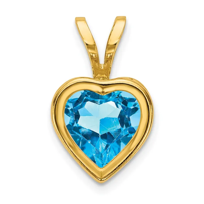 Necklaces Goldia 14K Yellow Gold 6mm Heart Blue Topaz bezel pendant