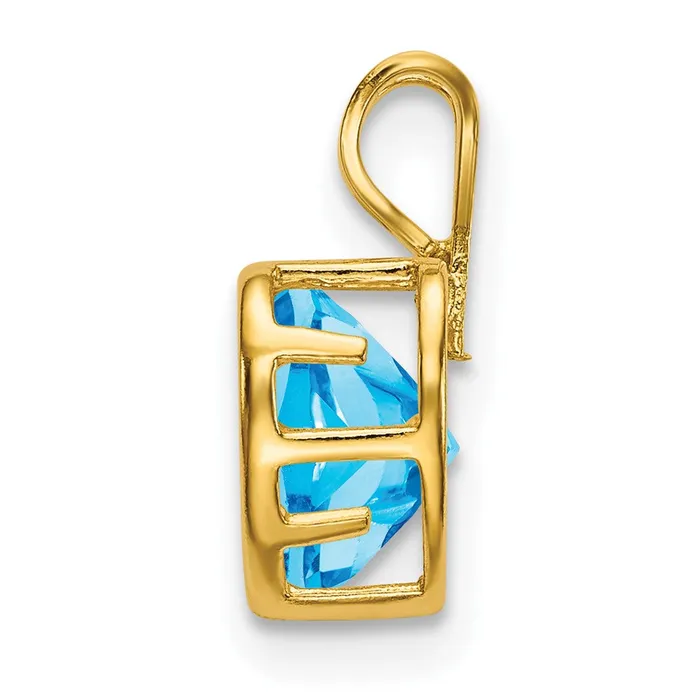 Necklaces Goldia 14K Yellow Gold 6mm Heart Blue Topaz bezel pendant