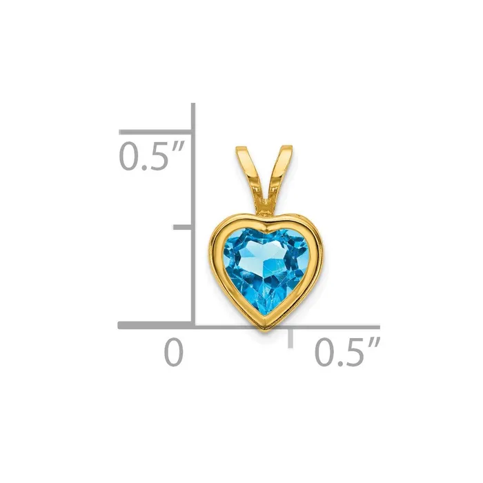 Necklaces Goldia 14K Yellow Gold 6mm Heart Blue Topaz bezel pendant