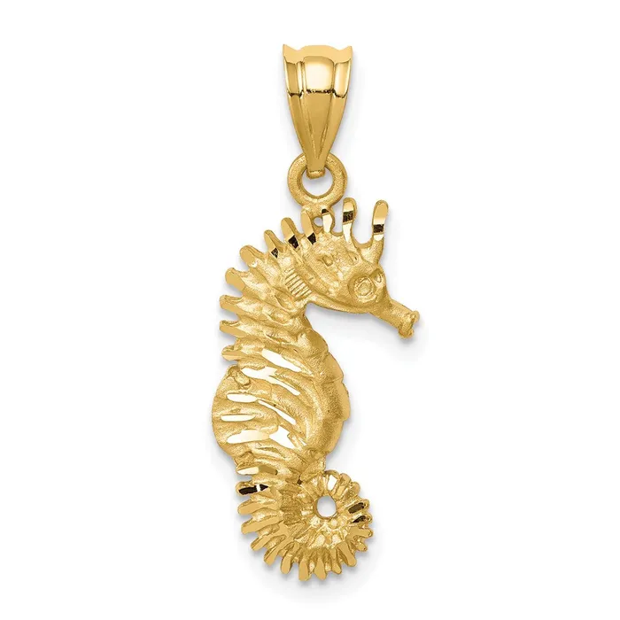 Necklaces Goldia 14k Yellow Gold Brushed Diamondcut Seahorse Pendant