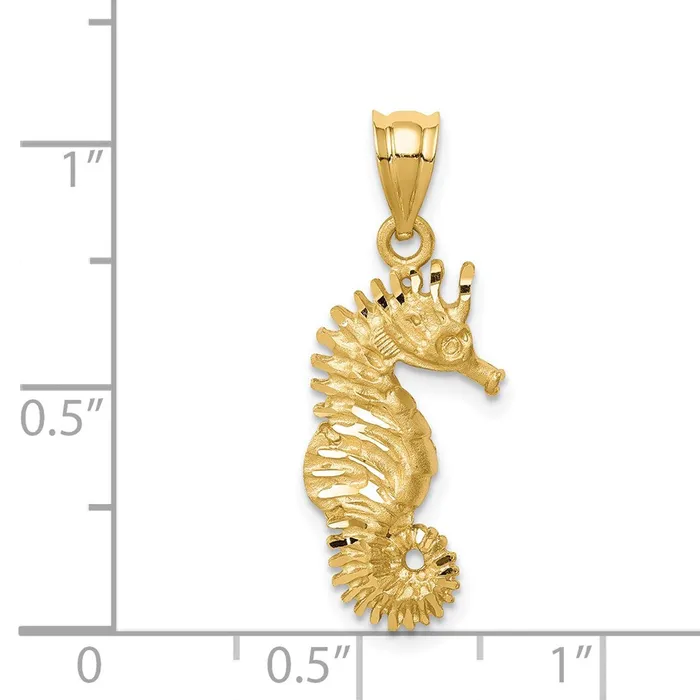 Necklaces Goldia 14k Yellow Gold Brushed Diamondcut Seahorse Pendant