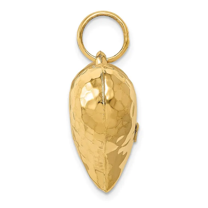 Necklaces Goldia 14k Yellow Gold Polished and Hammered 3D Heart Pendant