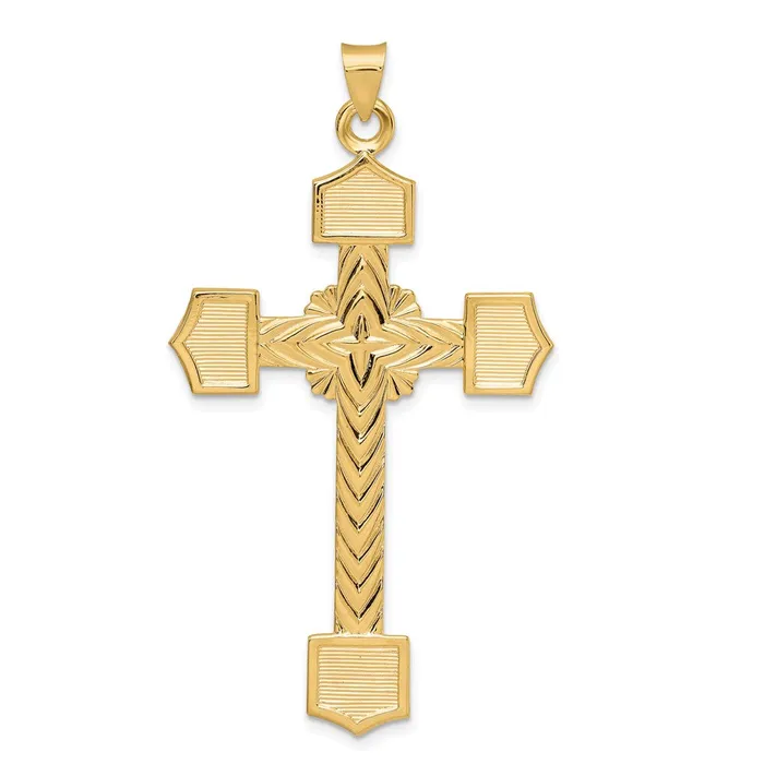 Necklaces Goldia 14k Yellow Gold Polished Solid Fancy Design Cross Pendant Necklaces Goldia 14k Yellow Gold Polished Solid Fancy Design Cross Pendant